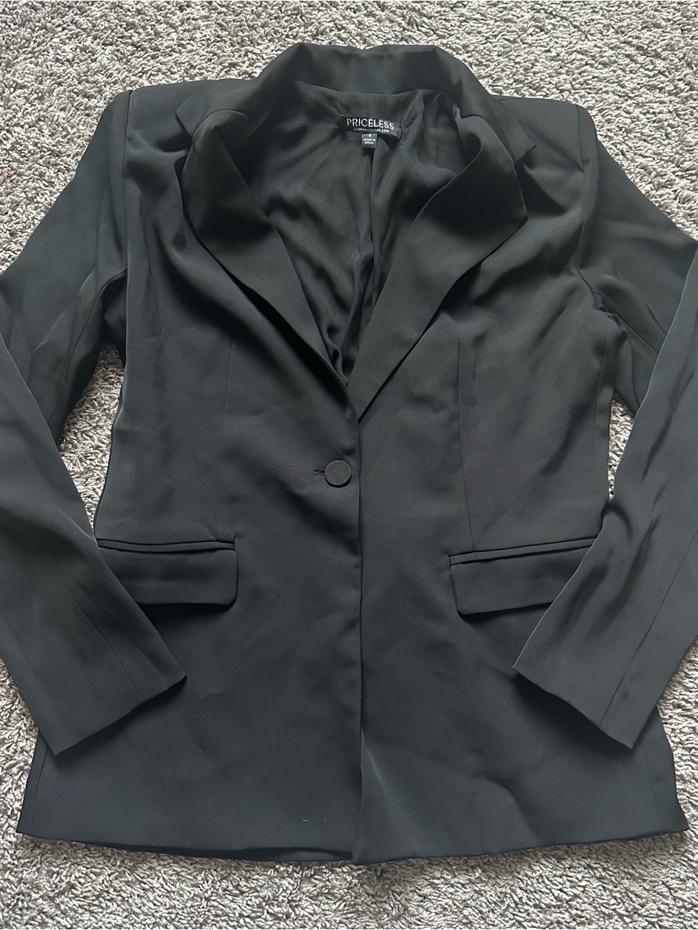Priceless Women's Black Single-Button Notch Lapel Blazer